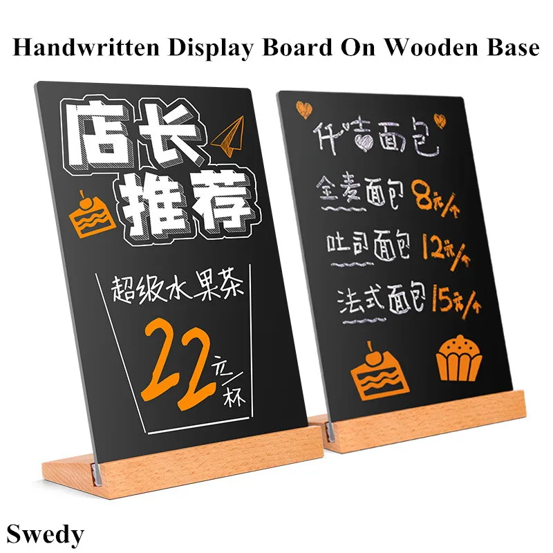 A5 148x210mm Tabletop Blackboard Message Board Chalkboard Hand-painted Restaurant Cafe Menu Paper Price List Sign Holder Stand