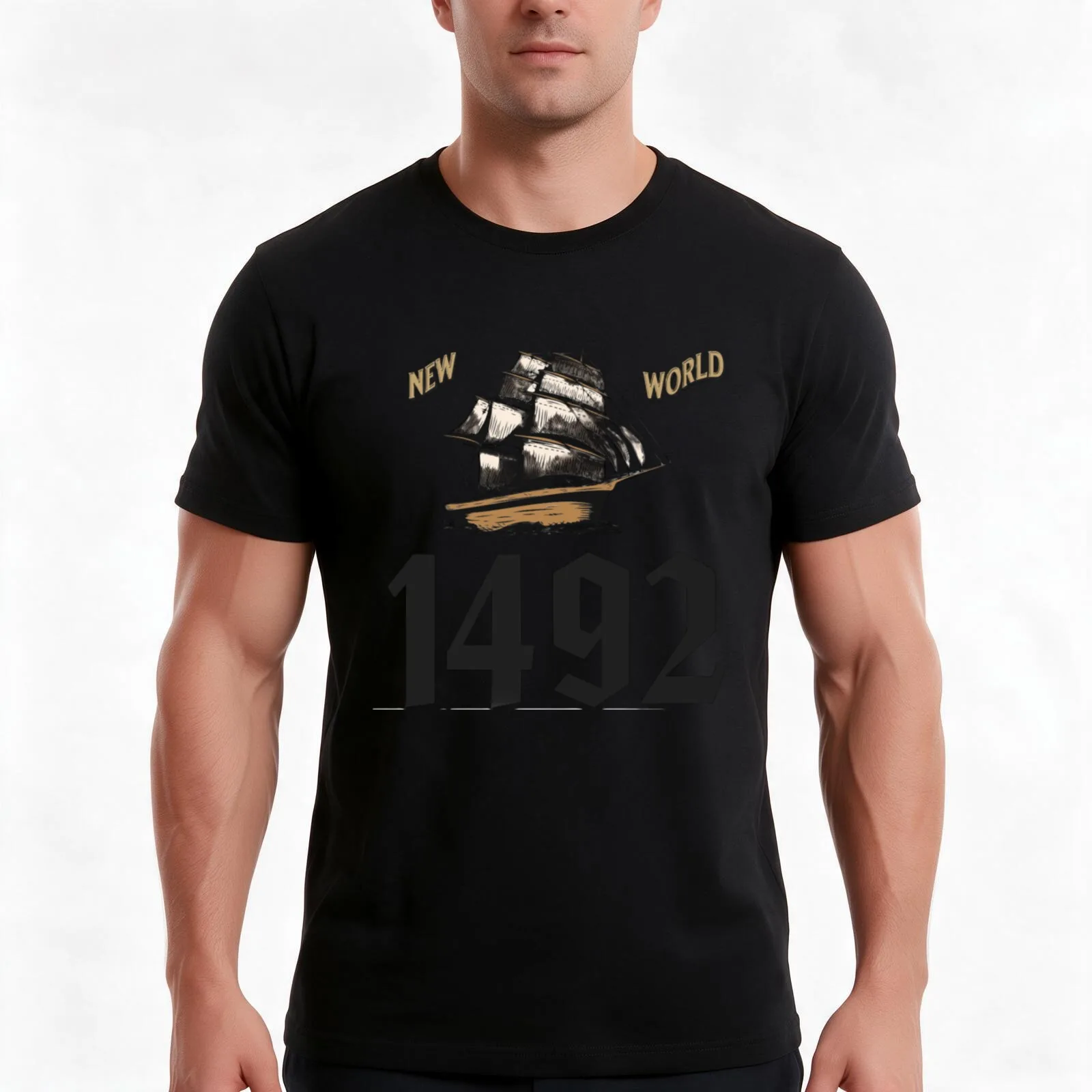 Christopher Columbus America T-Shirt, Summer Casual Cotton Tee, Oversized Streetwear Tops, Vintage Graphic Print, 100% Cotton