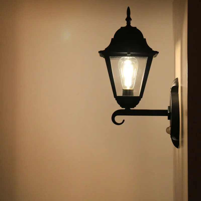 European Style Outdoor Human Body Sensing Corridor Lamp, Retro Courtyard Waterproof Lighting Wall Lamp