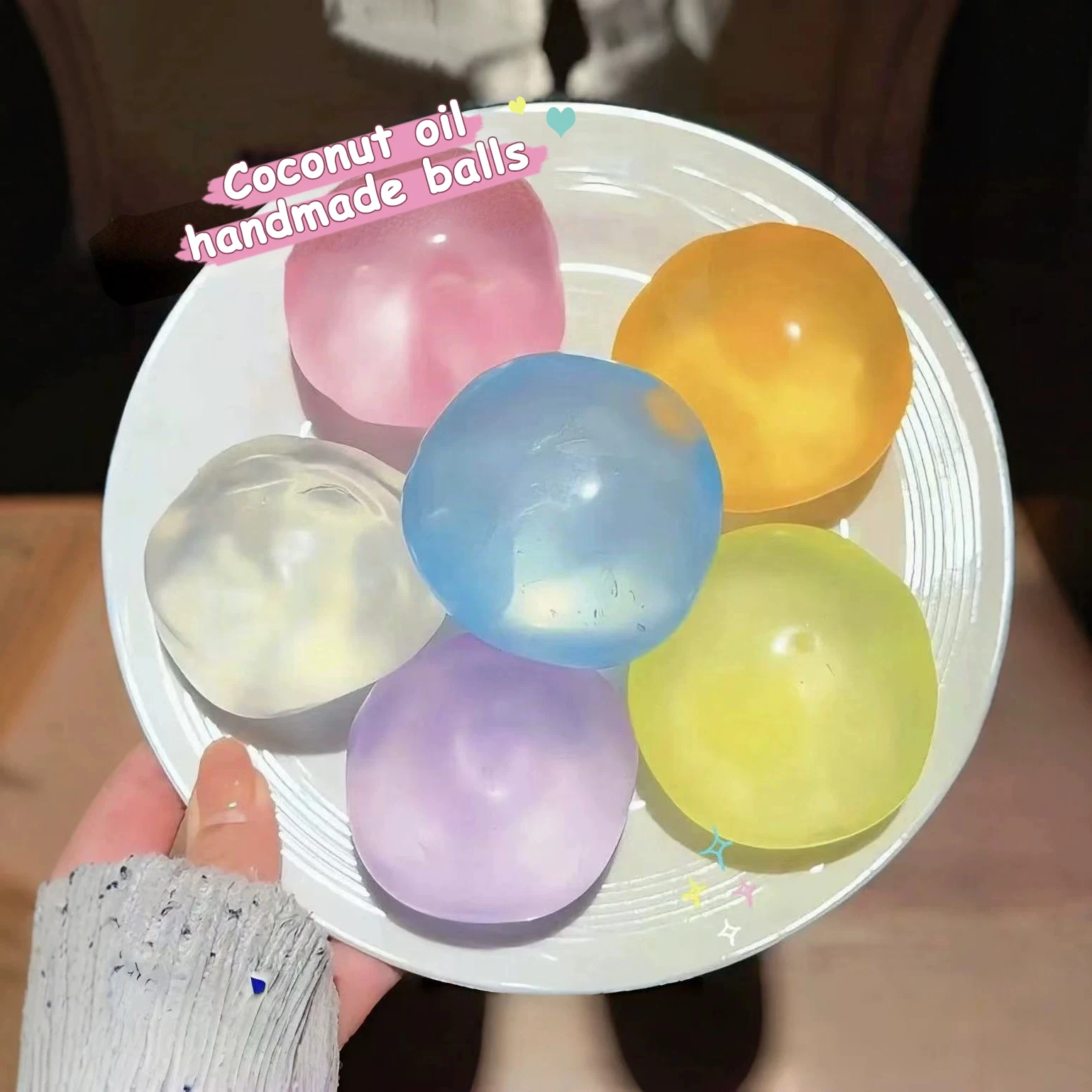 Coconut Oil Handmade Stress Balls Soft Squeezable Squeeze Therapy Toys for Home Office Adult Wrist Exercise Use