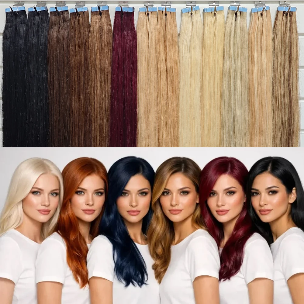 

MRSHAIR 50G Seamless Tape in Extensions Human Hair Natural Tape in Extensions Skin Weft PU Tape On Hair 20 PCS 12"-20" 50G/Pack