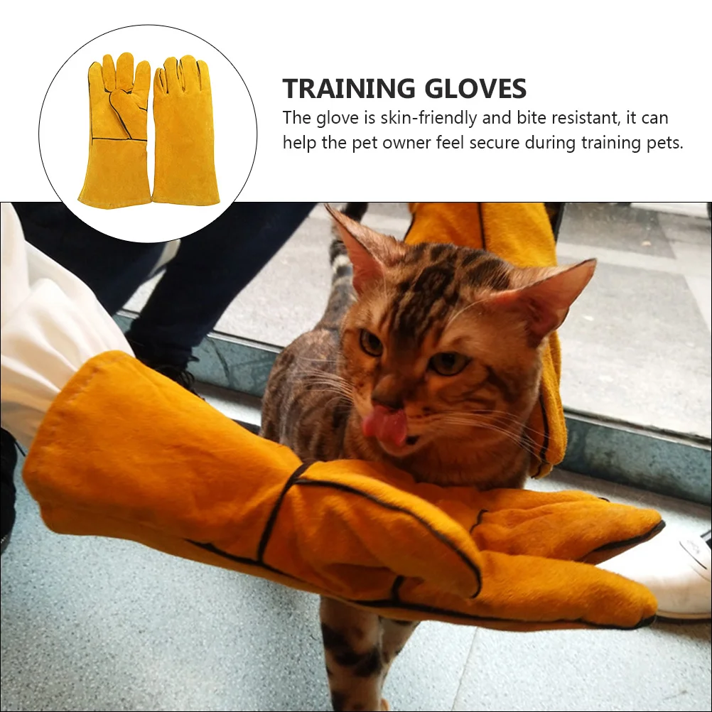 Pet Feeding Accessory Anti Bite Gloves Mittens Protective Anti-scald Grooming Fleece Lining