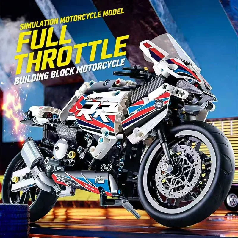 

Конструктор мотоцикла M1000RR: высокотехнологичная механическая сборная 3D-модель, развивающая игрушка-головоломка для мальчиков, настольное украшение, подарок