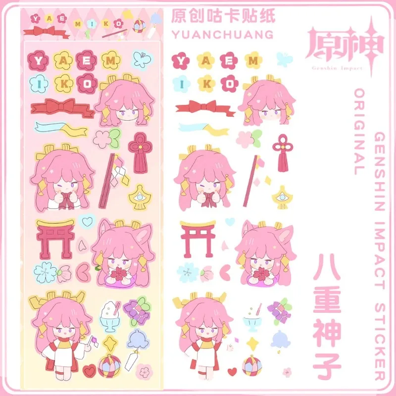 Gooka Sticker Yuan Shen Cartoon Hand Account Stickers Yae Miko Kaedehara Kazuha Kid Stationery Kawaii Decorations Supplies