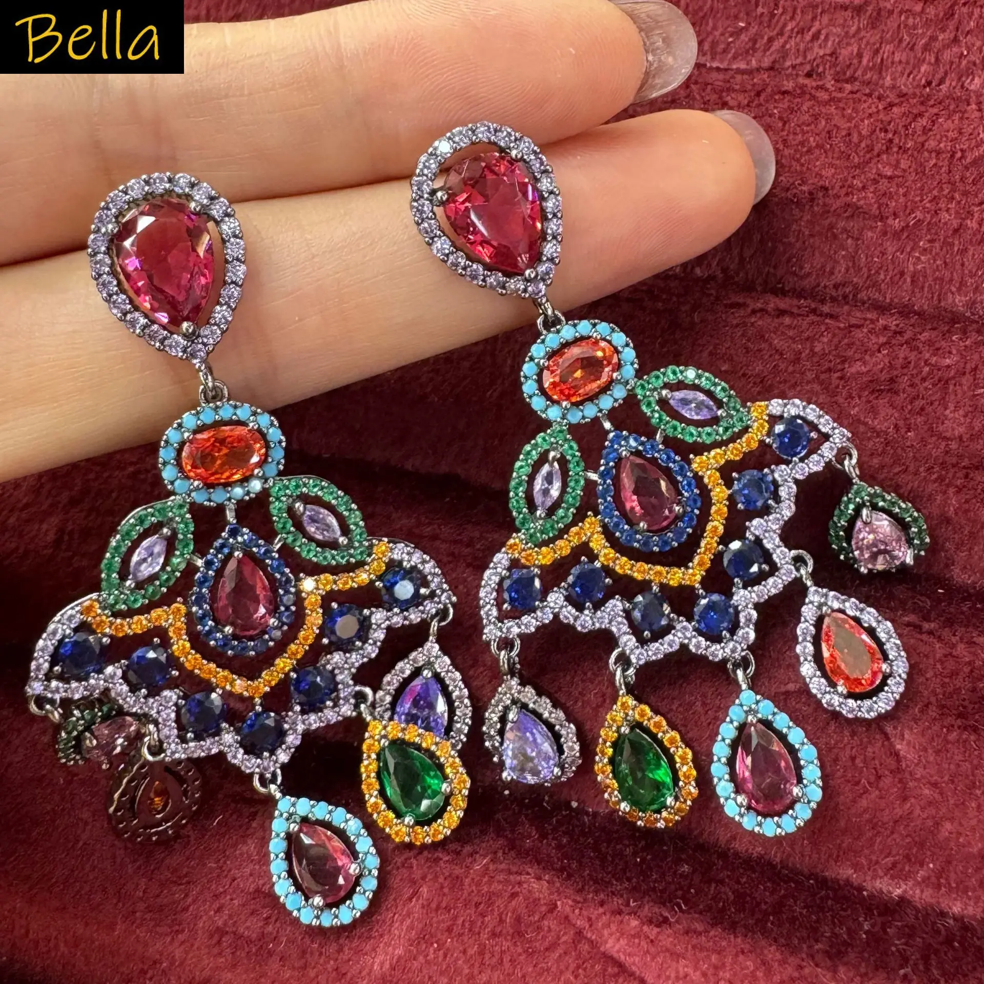 boucles-d'oreilles-de-luxe-en-zircone-scintillante-pour-femmes-bijoux-multicolores-diner-de-mariage-goutte-d'eau-pompon