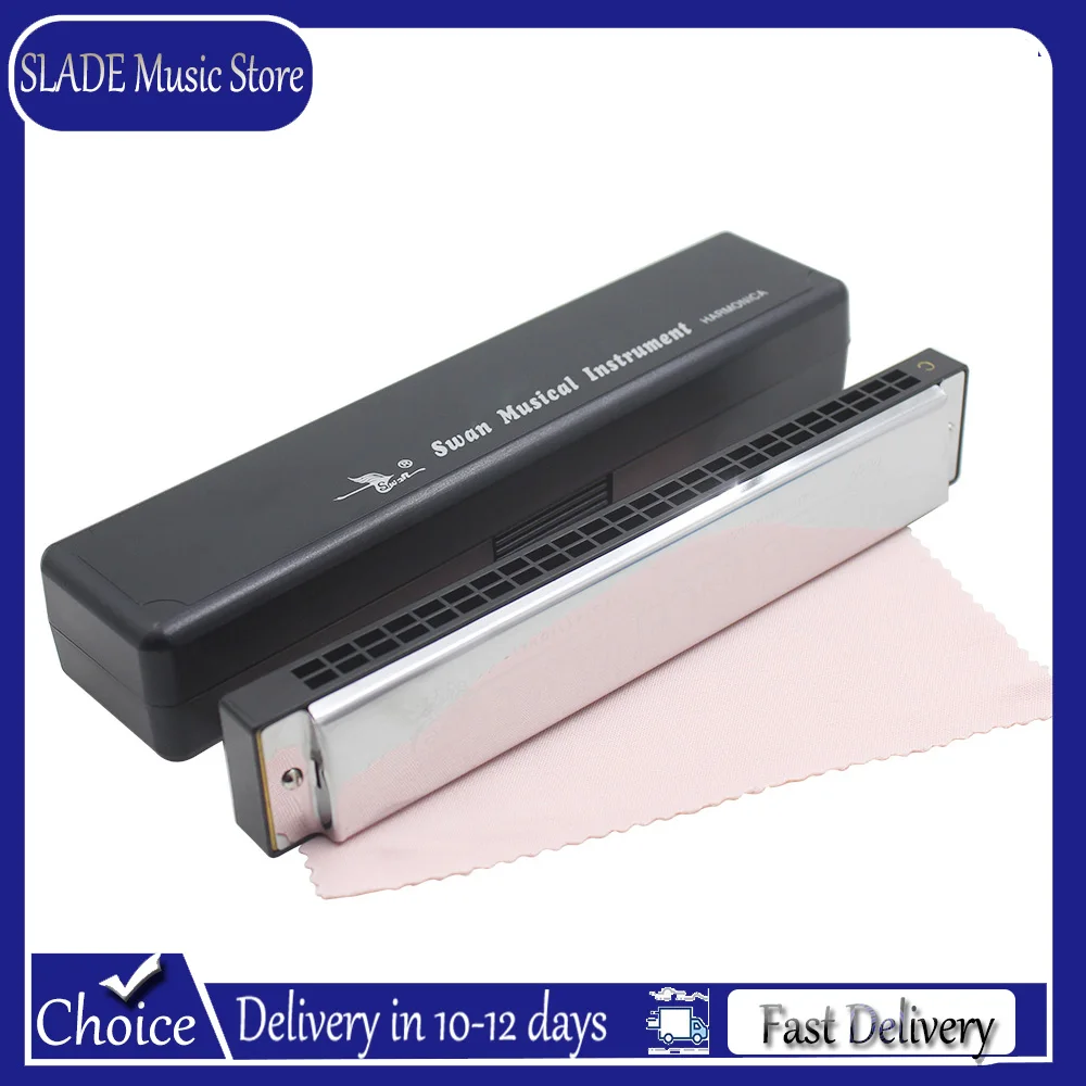 

Sliver Harmonica 24 Keys Available Mouth Organ Harmonica C D Tone Harmonica with Case for Beginner Student Learning Playing