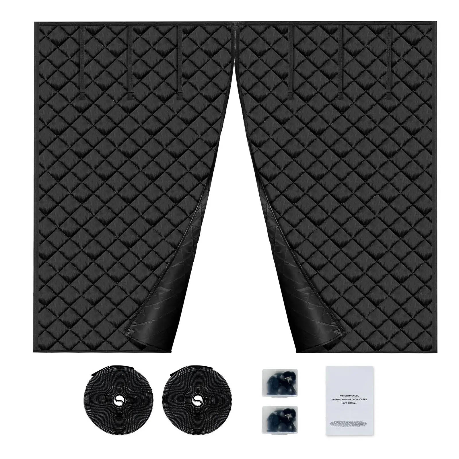 9x7FT Magnetic for garage Door Insulation Curtain 300D Oxford Fabric Thermal for winter Door Screen Heavy Duty Weighted Bottom Easy Assembly Draft Blocker