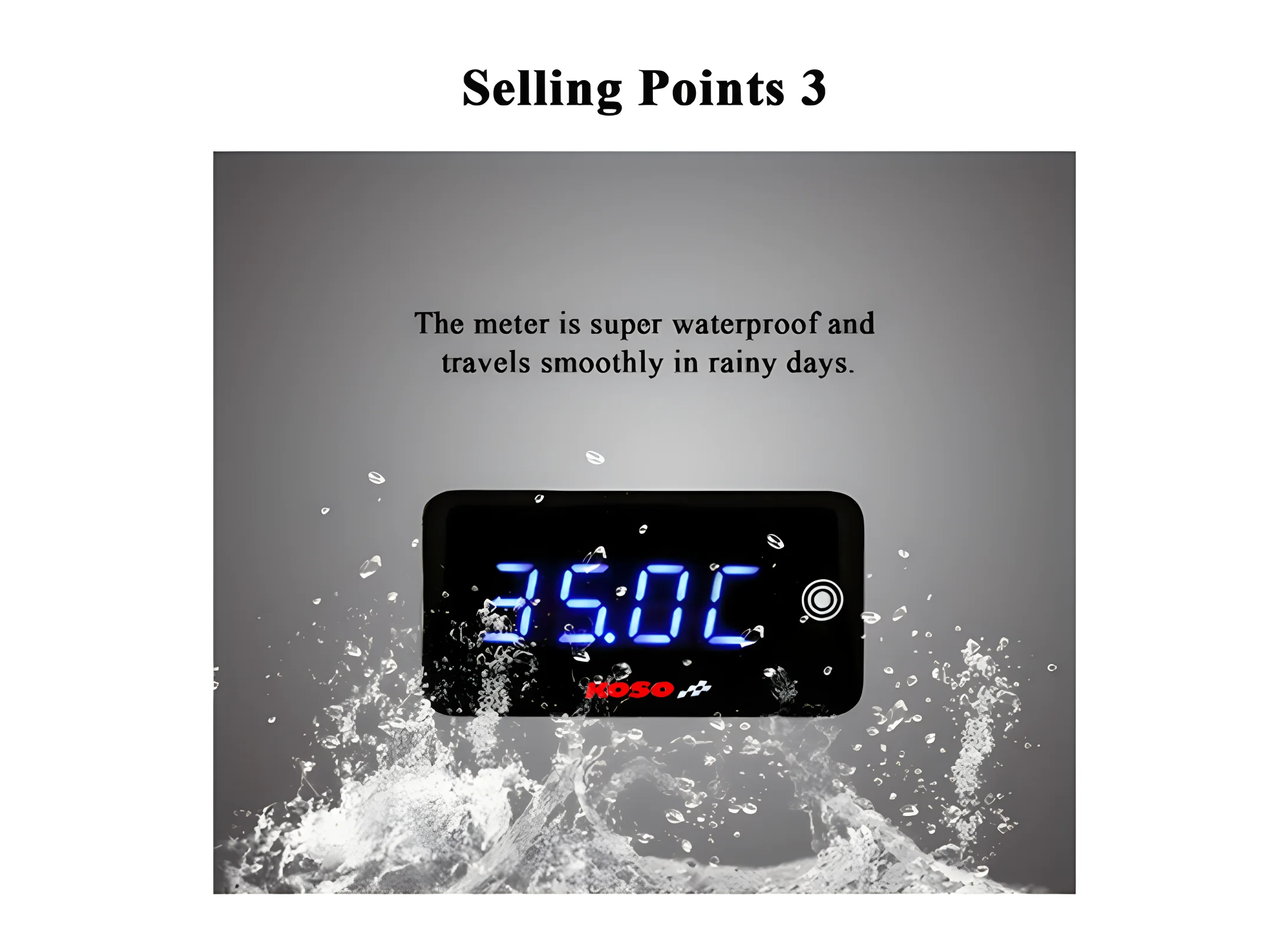 KOSO cylinder head temperature gauge Motorcycle Universal cylinder Temp voltage time  mini 3 in 1 Gauges  LCD Digital Screen