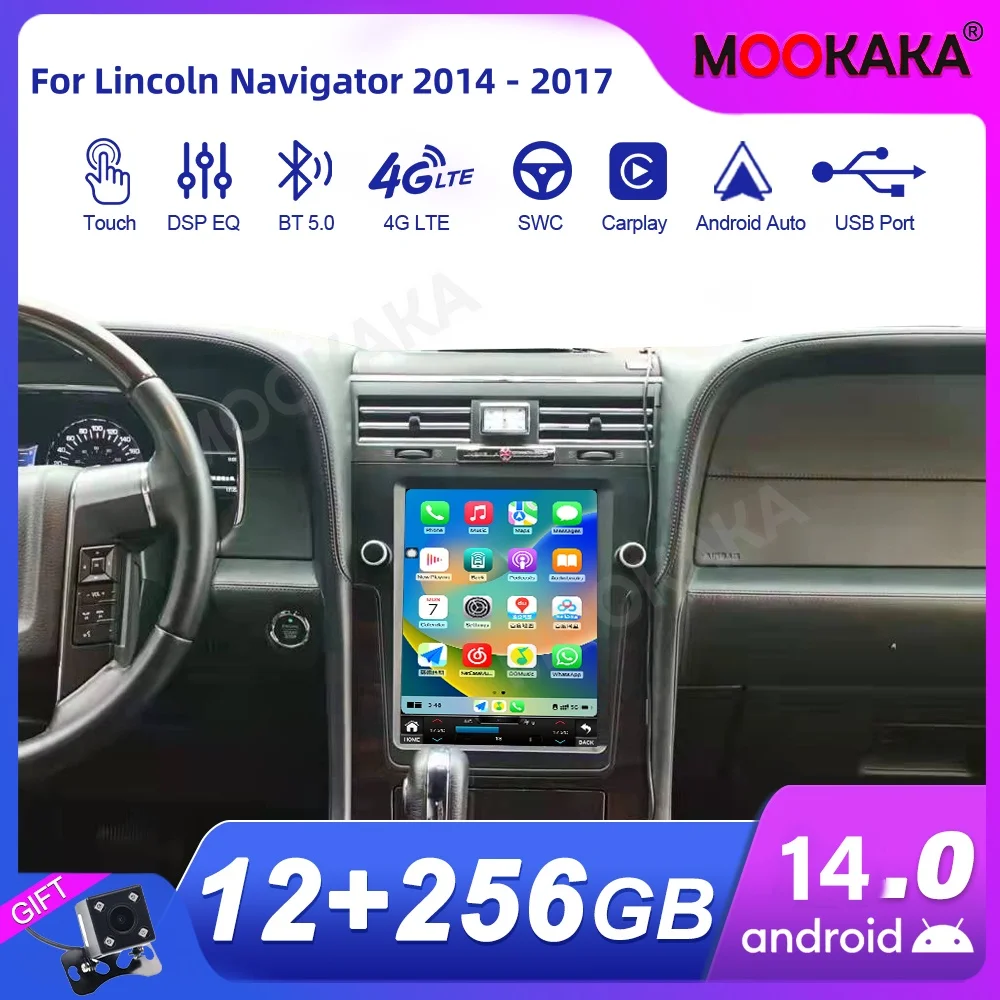 For Lincoln Navigator 2014 - 2017 Car Radio Multimedia Player Wireless Carplay Android Auto Autoradio Stereo GPS Navi Head Unit