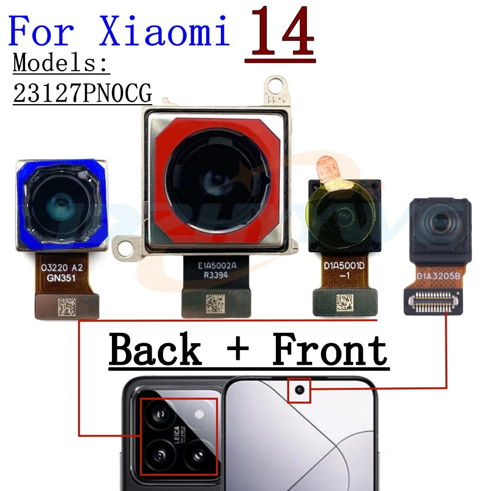 Front Back Facing Main Camera For Xiaomi Mi 14 Pro Mi14pro Frontal Selfie Backside Wide Angle Rear Camera Flex Cable