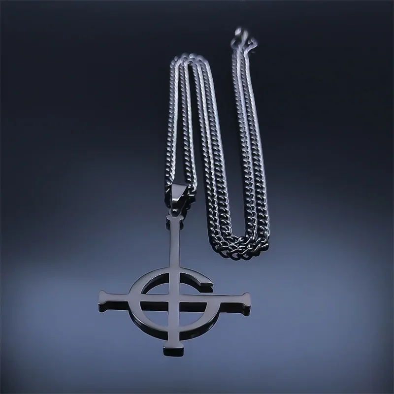 Ghost BC Nameless Pendant Necklace for Women Men Stainless Steel Black Ghoul Band Papa Emeritus Symbol Chain Jewelry N643S06