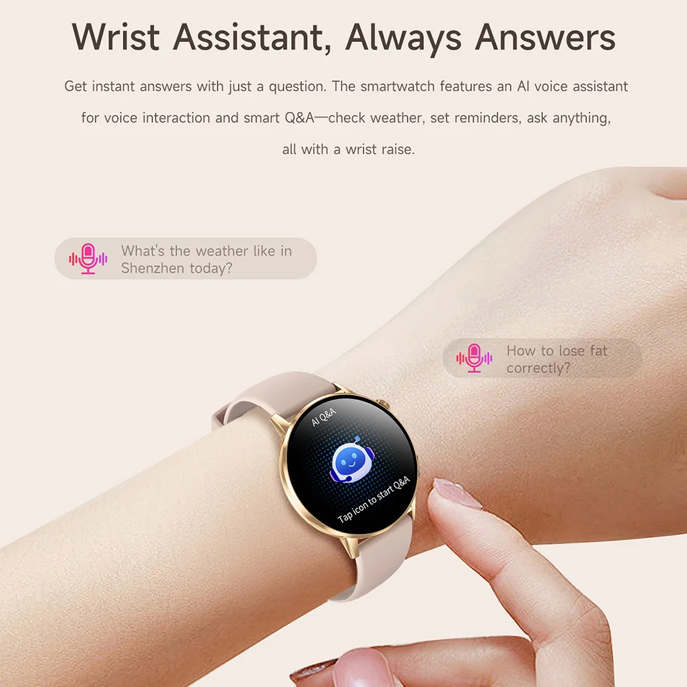 G34 Damen-Smartwatch für Damen, Bluetooth-Anruf, Armbanduhren, AMOLED-Smartwatch, elektronische Armbanduhr, Smartband, Fitness-Armband