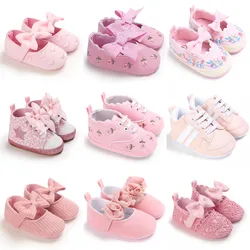 Newborns Fashion Solid Color Casual Shoes Princess Shoes Soft-soled Sneakers 0-18 Months Baby Bed Shoes Baby Walking Shoes