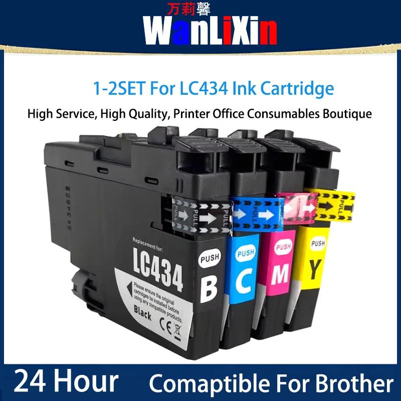 

1/2 set LC434 Ink Cartridge Compatible For Brother DCP-J1200W Printer