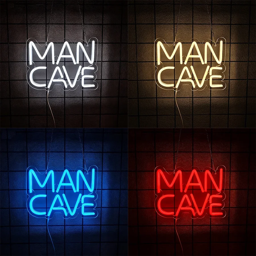 Man Cave Neon Sign Accessories Light Up for Wall Decor, Modern Led Sign for Bedroom, Gameroom Chill Zone Art Decor Party Decor