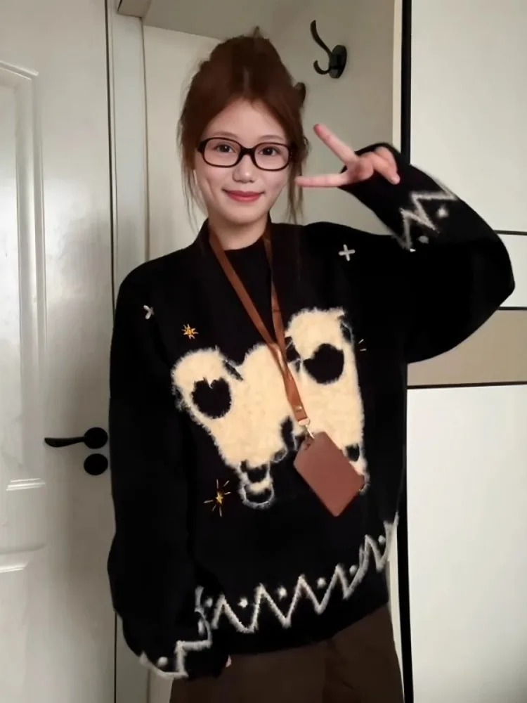 

Свободный женский пуловер Bla, свитер, осень-зима, утягивающая внутренняя одежда, базовый слой, вязаный топ, удобный повседневный костюм