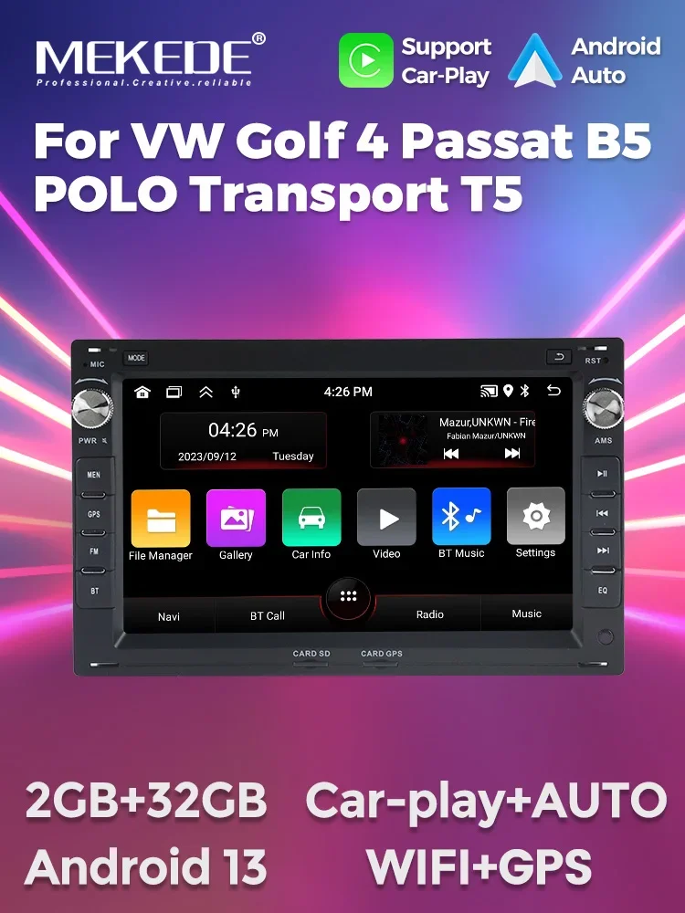 MEKEDE 7 ''2Din Draadloze Carplay Autoradio Stereo Voor VW Passat B5 MK4 MK5 Golf 4 Polo Bora Jetta T5 WIFI RDS BT Android Auto - afbeelding 2