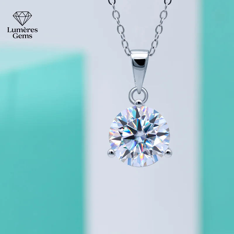 Lumière Gems Platinum PT950 Morganite Luxury Style Limited Edition Three-prong Pendant Necklace for Women - Personalized Design