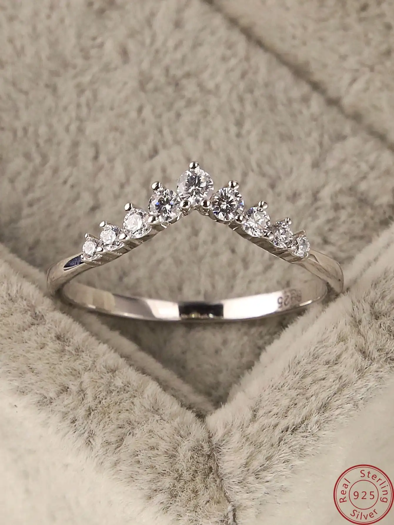 S925 Sterling Silver Little Princess Crown Diamond Ring Simple Sen Series Little Fresh Fine Wedding Engagement Birthday Gift