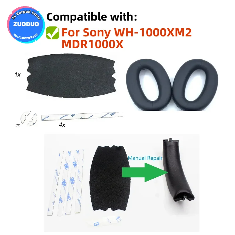 

Soft Foam Protein Leather Headphone Earpads Ear Pads Compatible For Sony WH-1000XM2 MDR1000X Headset Earmuffs Repairing Parts