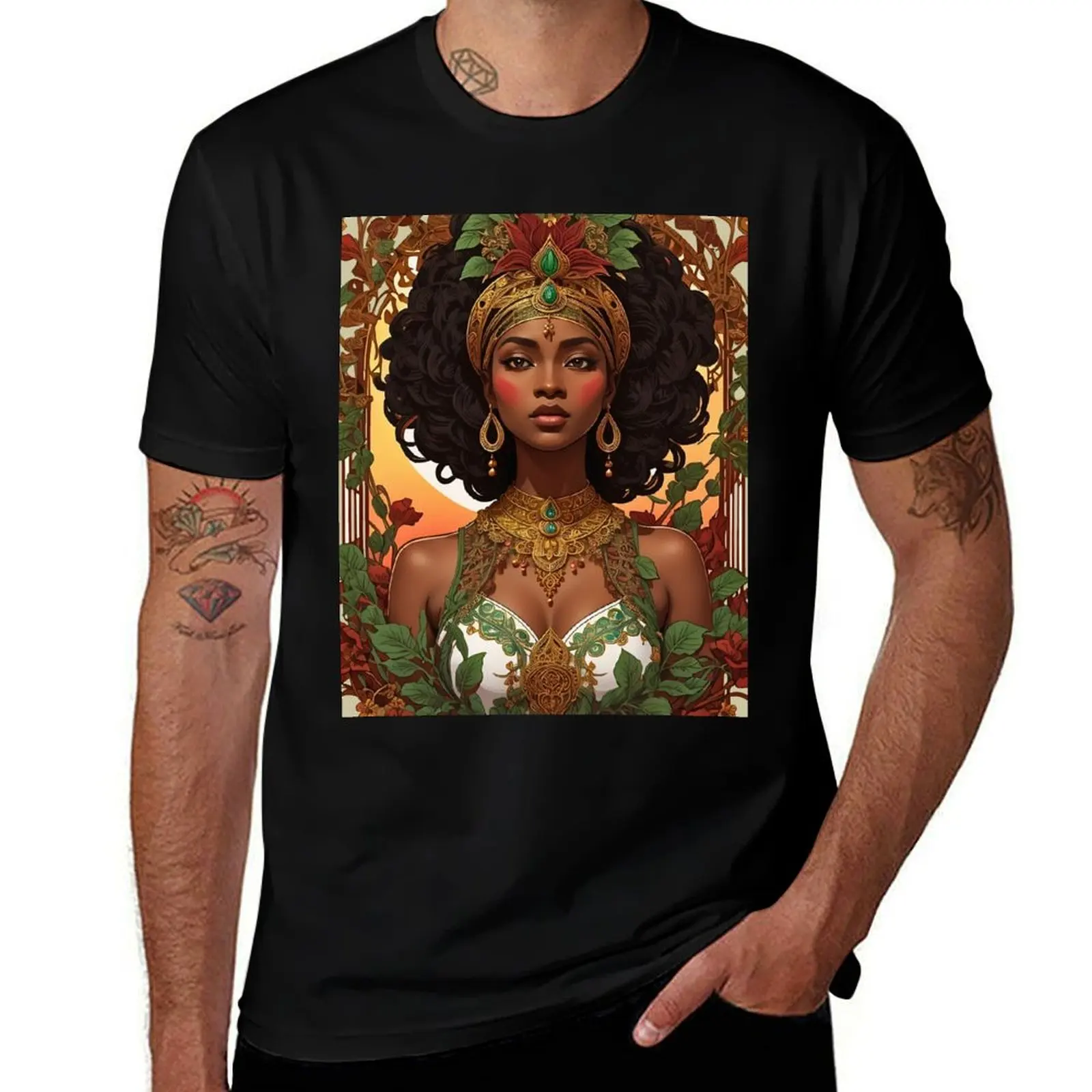 

Beautiful Queen of Sheba retro vintage floral design T-Shirt t shirt man plain t shirts designer T-shirt