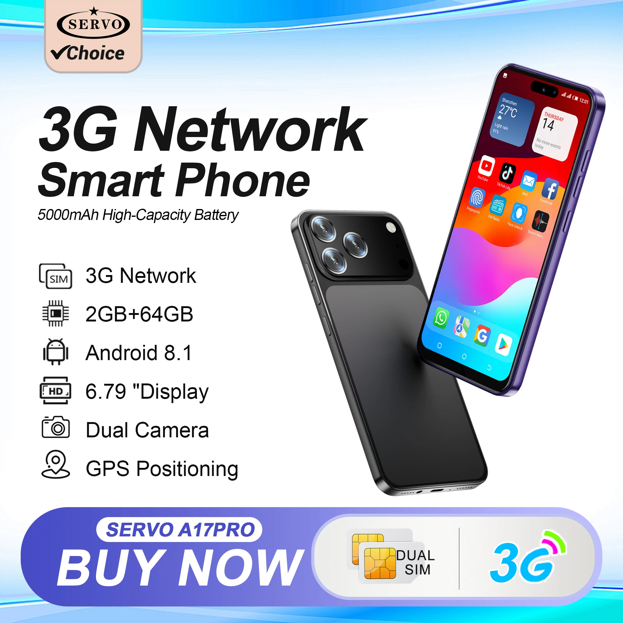 Latest Fashion SERVO A17PRO 3G Smartphone 6.79