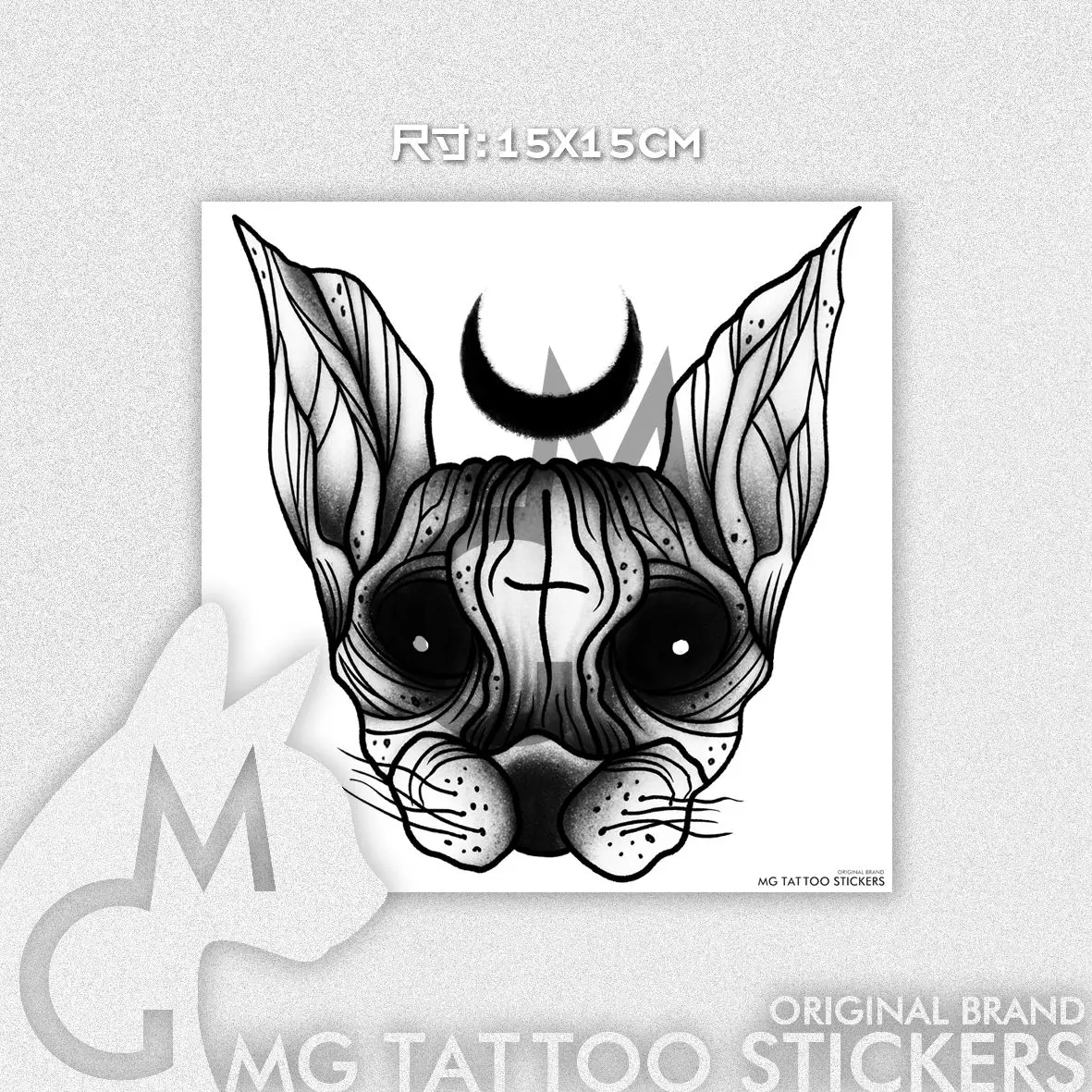 Punk Sphinx Cat Tattoo Sticker for Woman Man Religious Animal Dog Temporary Tattoos Waterproof Neck Moon Art Fake Tattoo Sticker