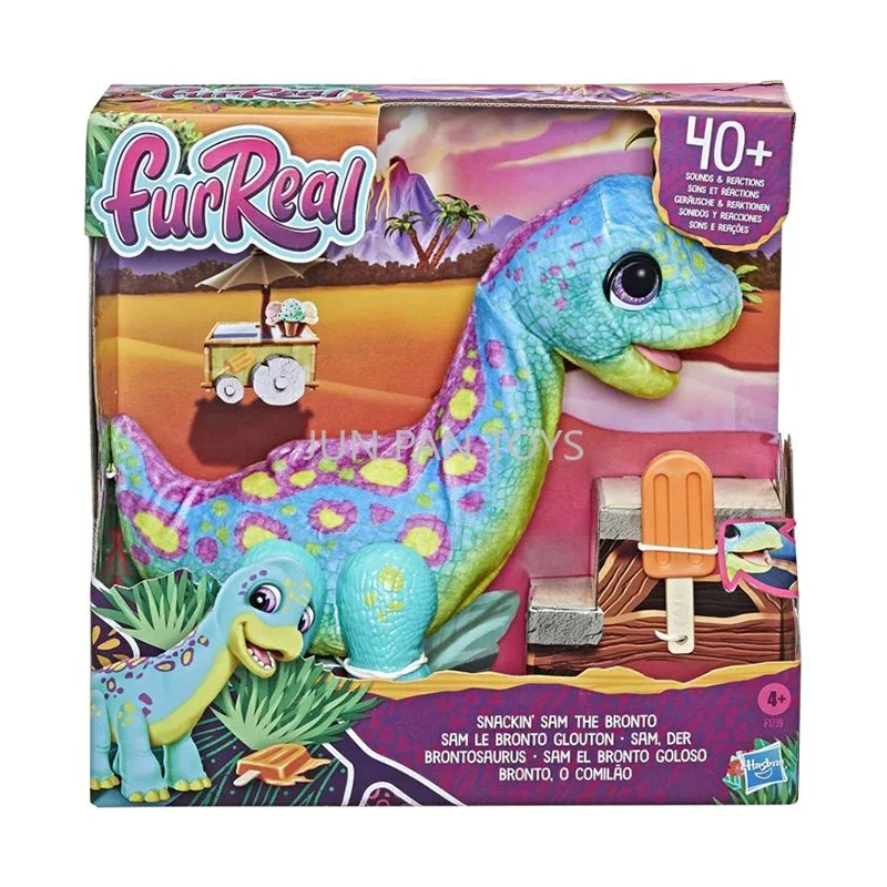 Furreal Friends Snackin' Sam The Bronto 40+ Sounds and Reactions, Electronic Interactive Plush Pets Dinosaur Children Toys Gifts