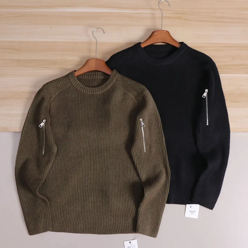 

Мягкий, приятный для кожи вязаный свитер, круглый, повседневный, мужской, модный, на молнии, украшенный, осенне-зимний, теплый, удобный топ