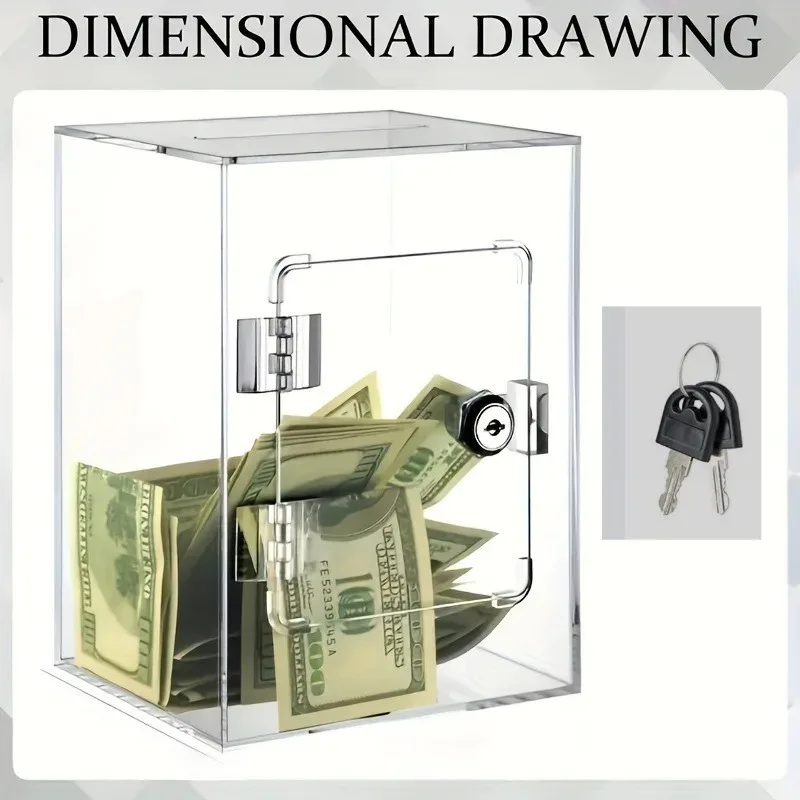Acrylic lockable ballot box, complaint and suggestion box, donation box, deposit box, business card box, tip box