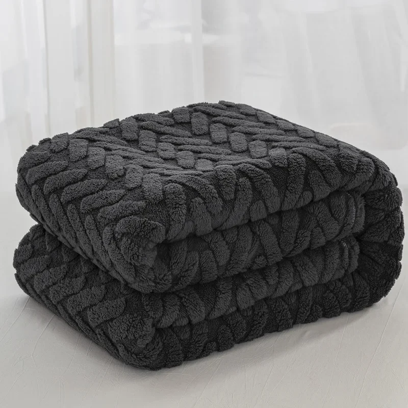 

autumn and winter new high-gram single-layer double-sided jacquard Tafu fleece Shu cotton fleece multi-functional blanket