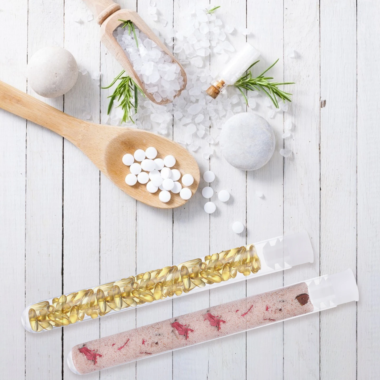 

100Pcs Plastic Test Tubes Transparent Laboratory Tubes Leakproof Storage for Science Research Samples