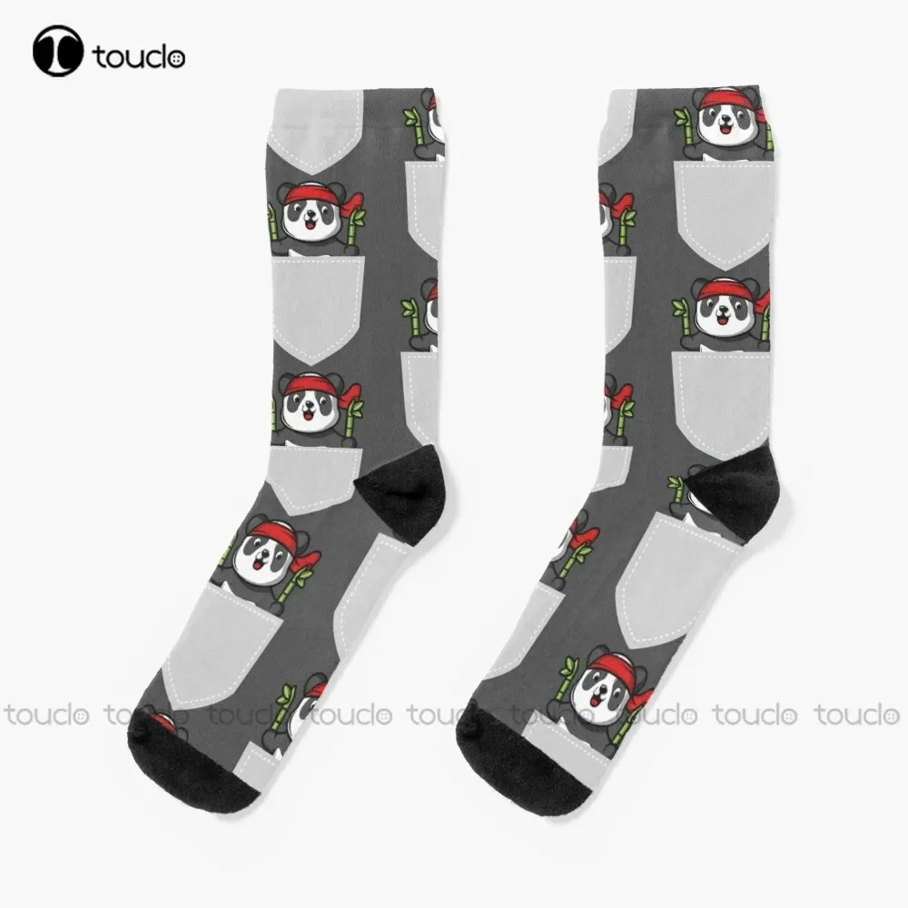 

Panda In Pocket Socks Long Socks Thanksgiving Christmas New Year Gift Unisex Adult Teen Youth Socks Hd High Quality Custom Sock