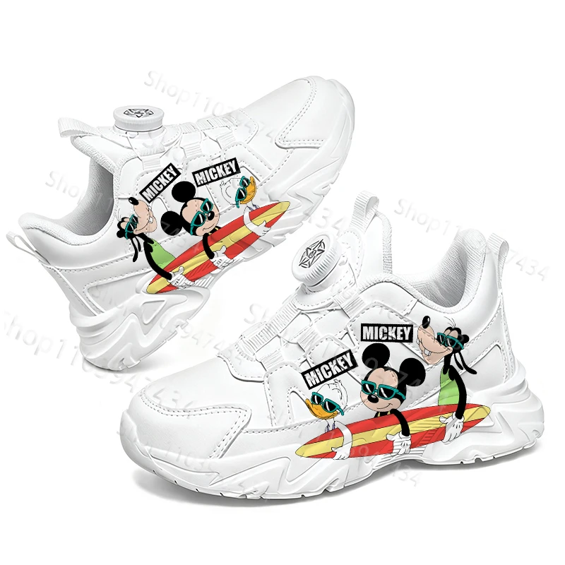 

Mickey Mouse Popular Youth Children Walking Shoes Boys Girls Love Pattern Breathable Rotating Button Design Sneakers Kids Gift