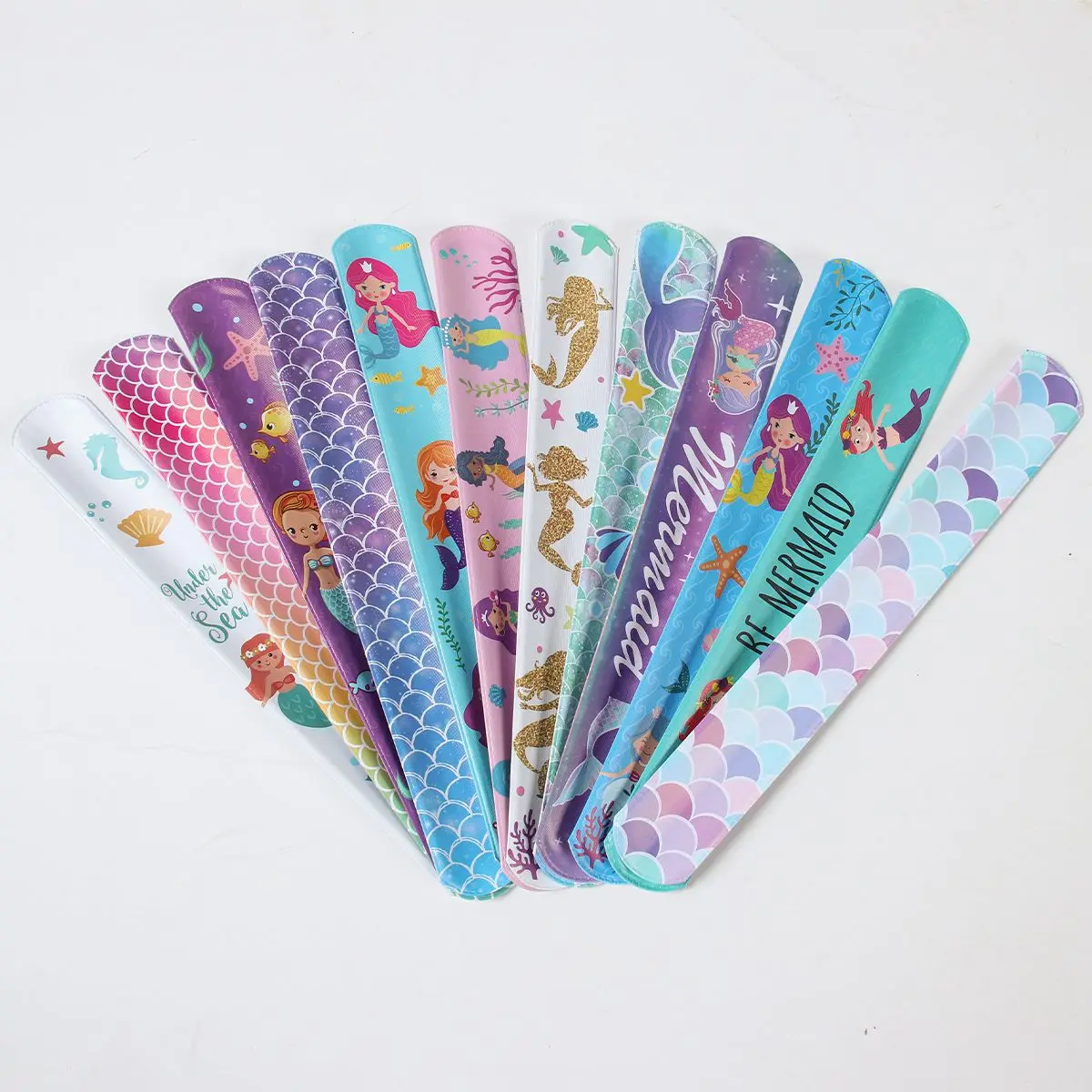 Cartoon Unicorn Slap Pulseiras para Crianças, Baby Shower, Sereia, Dinossauro, Animais Pulseira, Birthday Party Supplies, Favor Toys Gift