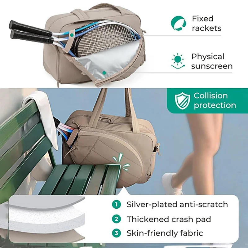 

Gym Bag for WomenTennis Rackets Bag Outdoor Travel Sports Training Shoulder Bags Badminton Paddle Handbag Weekender Duffel Tote
