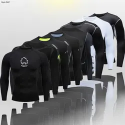 Go-Ku MMA Dry Fit Men'S High Quality Sports T-Shirt Rashguard Fitness Gym Boxing Muay Thai Camping Tennis Running Shirt Tights