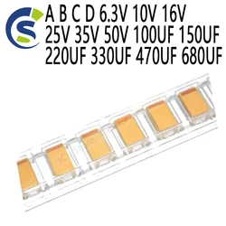 10PCS Tantalum Capacitor 3216 3528 4.7/6.8/10/15/22/33/47UF A B C D 6.3V 10V 16V 25V 35V 50V 100UF 150UF 220UF 330UF 470UF 680UF