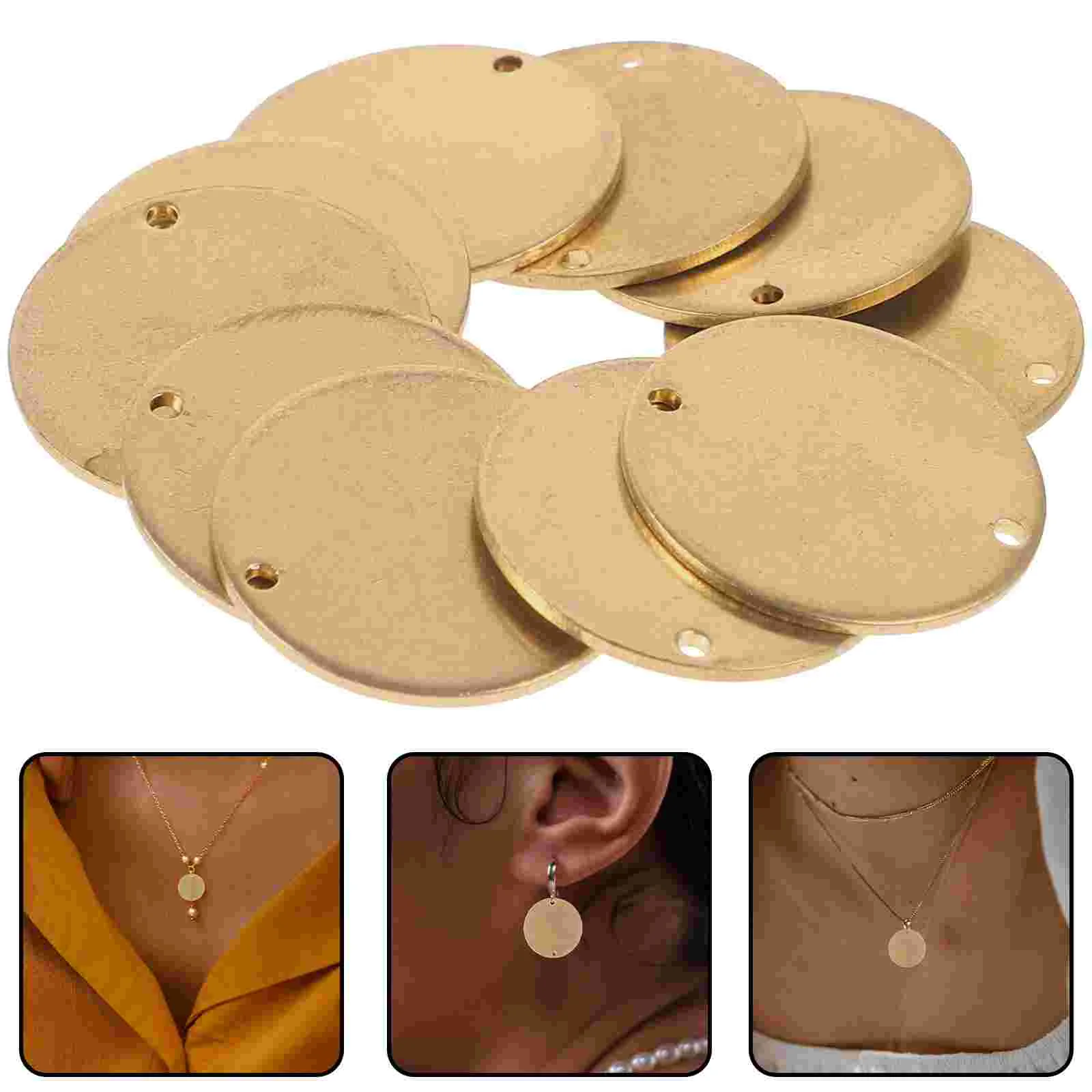 10 Pcs Blank Pet Tags Charm Gold Decor Stamping Round Copper Disc Circle Engraving Brass