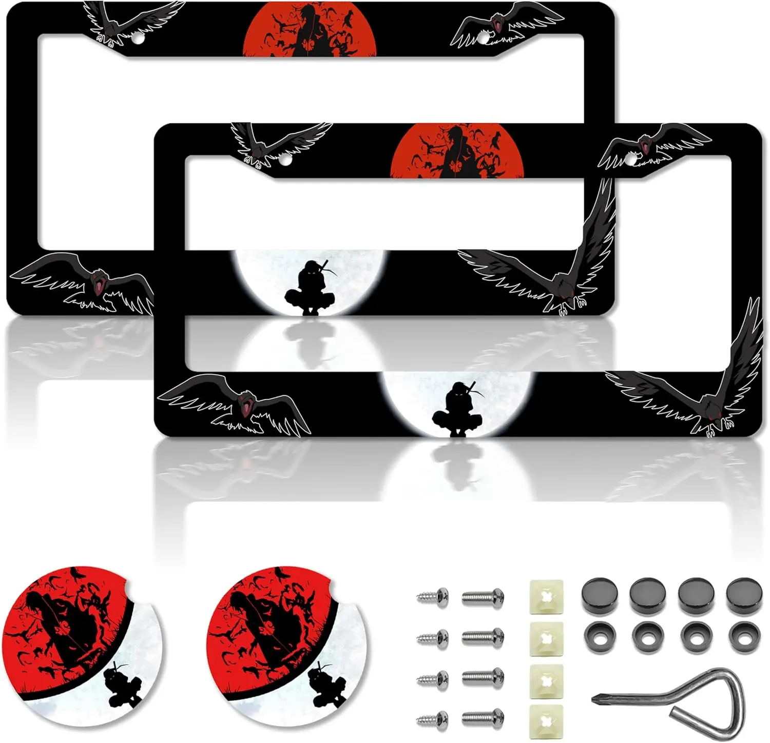 

Рамки для автомобильных номерных знаков в стиле аниме, милые алюминиевые держатели для американских автомобилей, 12,2x6 дюймов, черные, 2 шт.