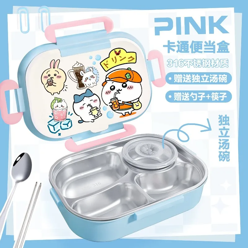 

Hot Chiikawa Insulated Lunch Box Dinner Plate 316 Stainless Steel Divided for Kids School Children Food Safe Portable Daily Use