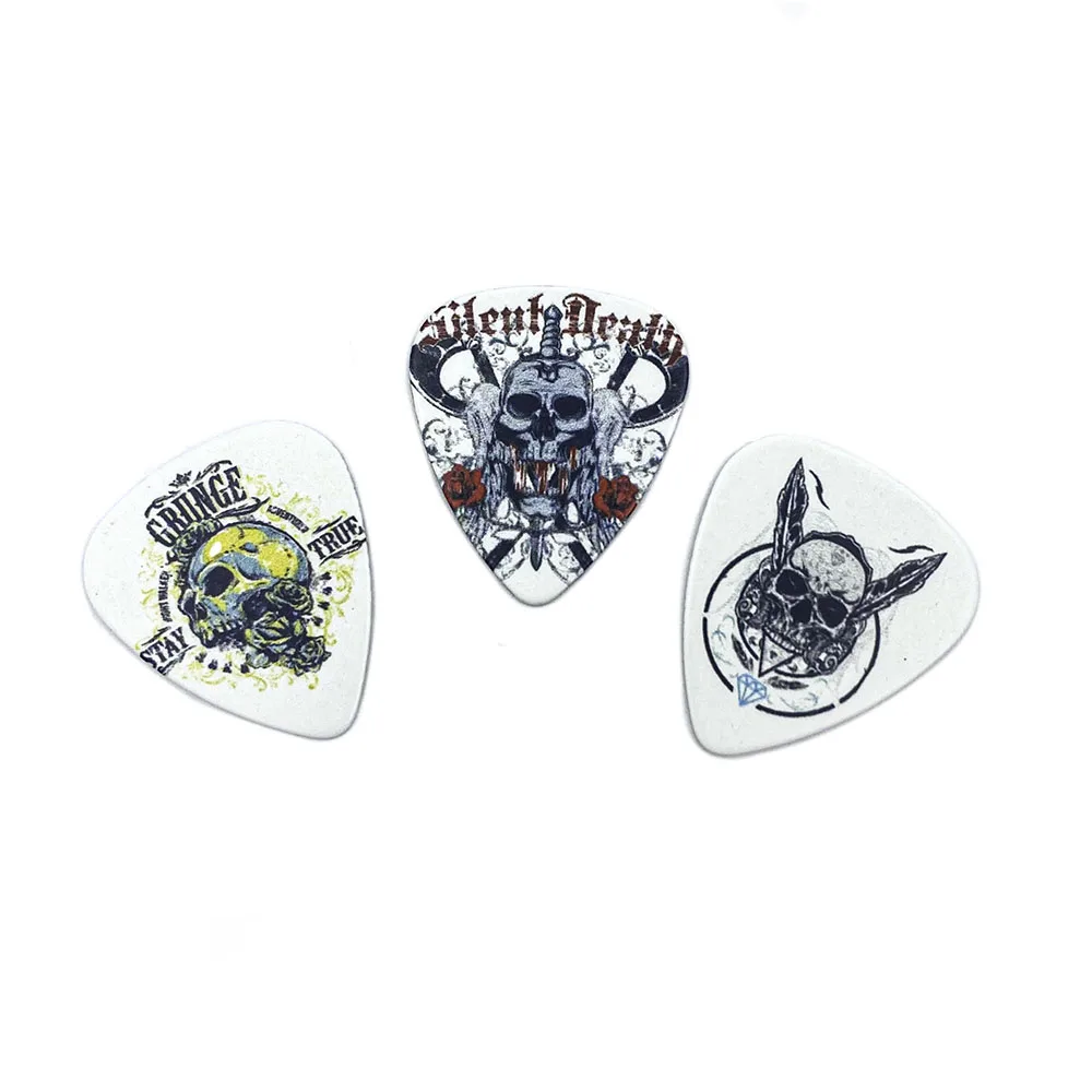 12pcs Unique Artistic Guitar Picks Medium 0.71mm Skull Guitar Mediator Bass Electric Ukulele  Plectrum Guitar Accessories