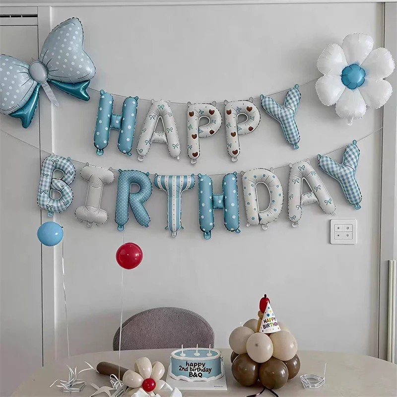 

16 Inch Happy Birthday Letter Foil Balloons Daisy Bow Print Aluminum Film Balloons Birthday Baby Showers Globos Party Decoration