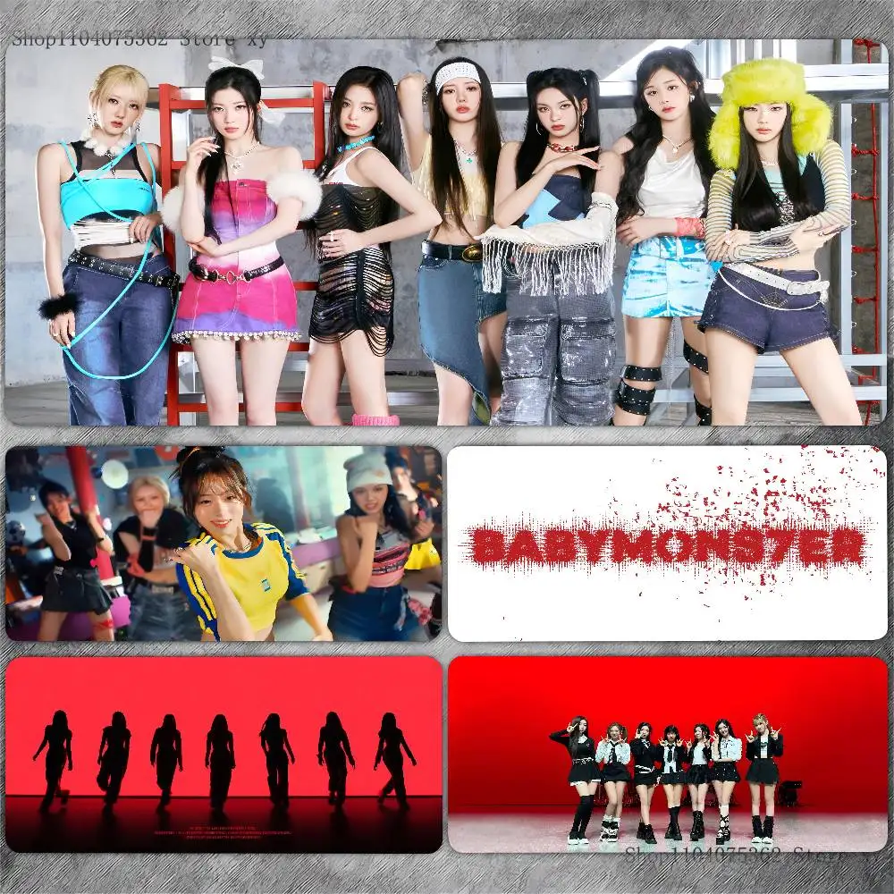 Korean Group K-pop B-BABYMONSTER Mousepad Large Keyboard Desk Mat Gaming Mouse Pad LockEdge Non-slip Mat