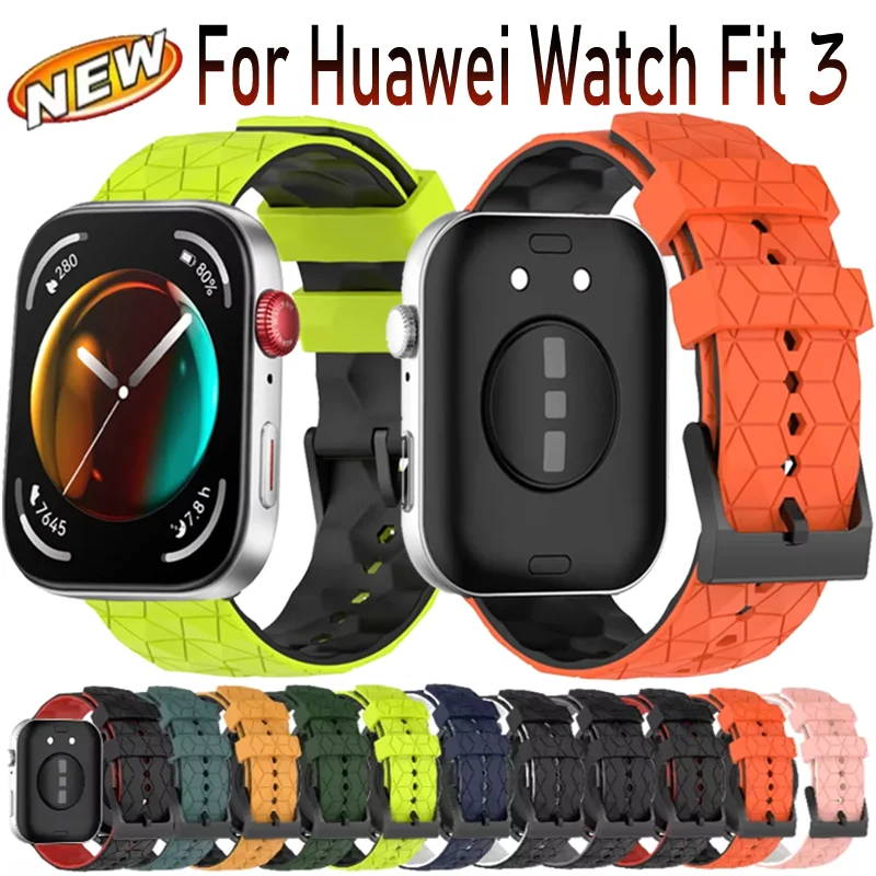 

Мягкий силиконовый ремешок для Huawei Watch Fit 3, спортивный браслет с футбольным узором, браслет для Huawei Watch Fit 3, аксессуары Correa