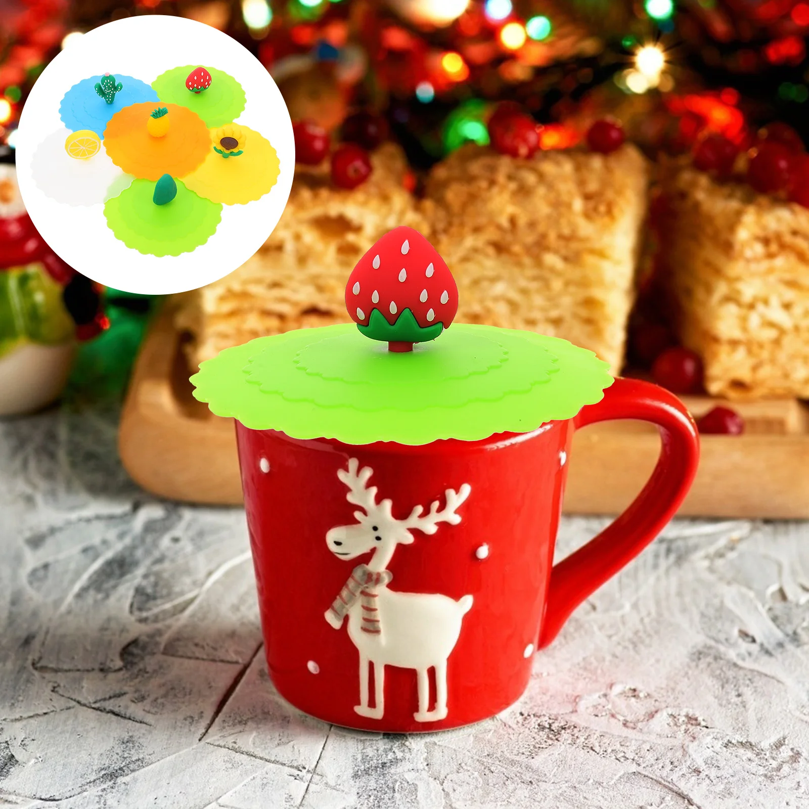 

6pcs Silicone Cup Lids Universal Leakproof Mug Water Sealing Covers For Daily Use Kitchen Gadgets Multipurpose Household Cup