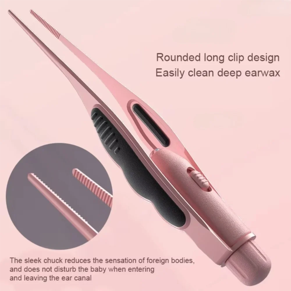 Safety LED Light Ear Wax Removal Tweezers Anti-Skid Anti-Rust Baby Ear Cleaner Earpick Home Use