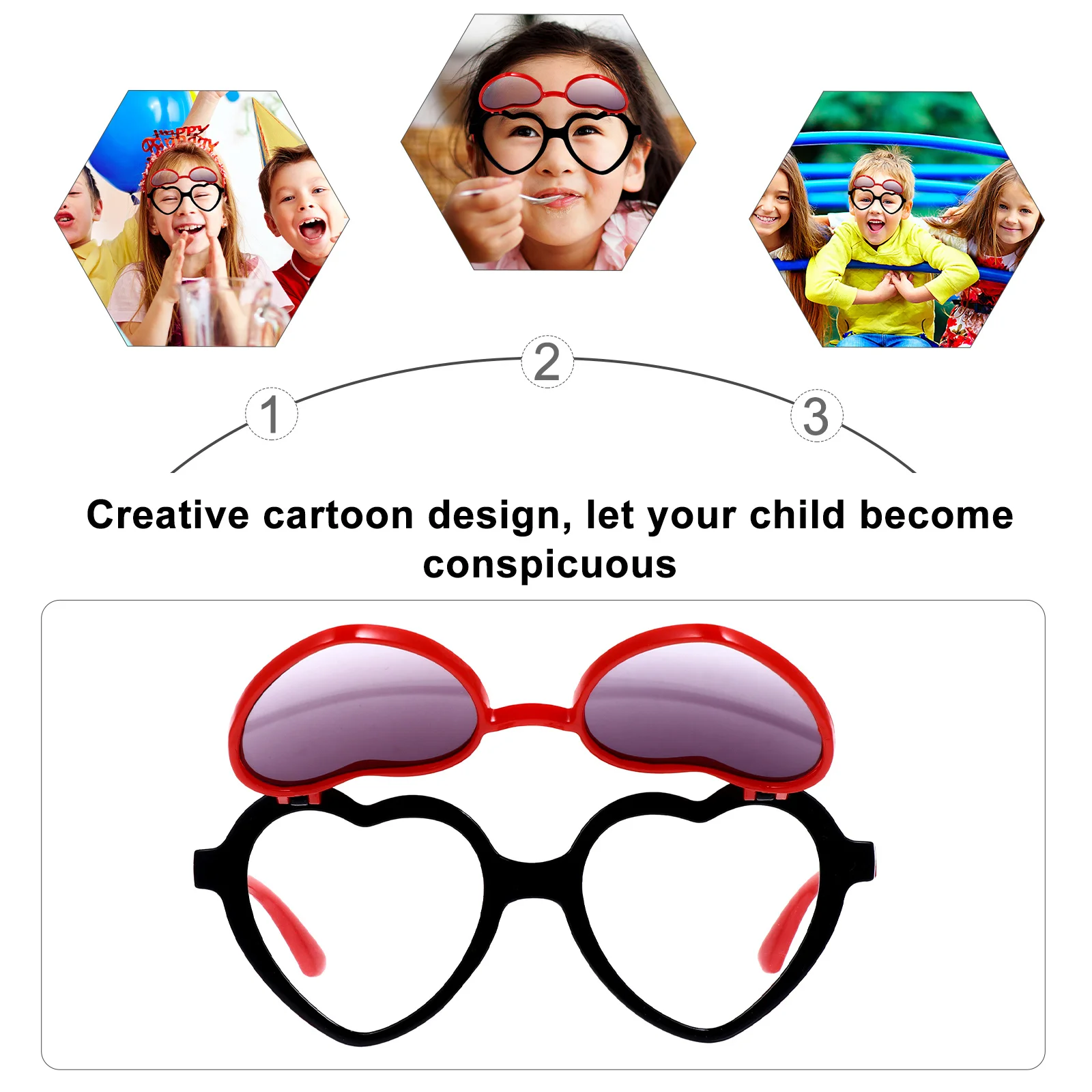 

1Pair Kids Heart Sunglasses Lightweight Safe Design for Boys Girls Fashionable Uv Protection Ideal for Outdoor Adventures