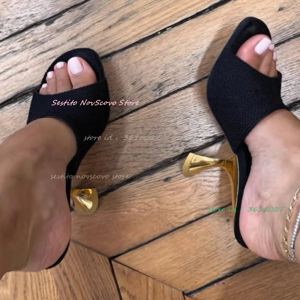 

Curved High Heels Mules Round Open Toe Slip On Sexy Women Shallow Outside Slippers Summer Rubber Sole Sandals