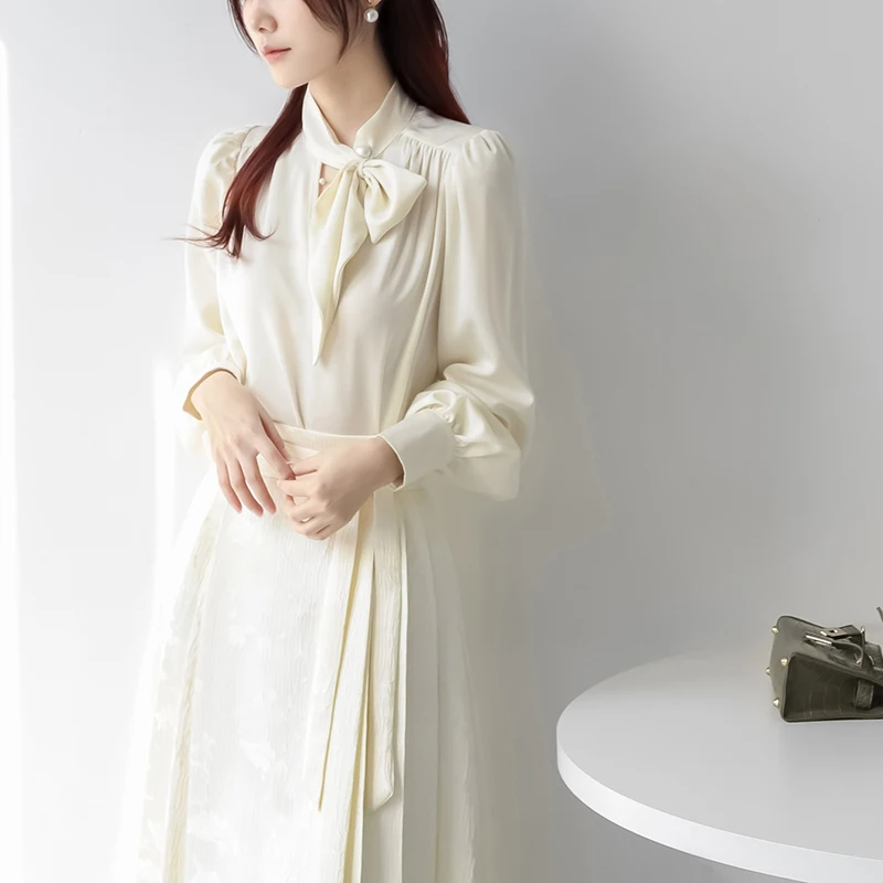 

Женская шифоновая блузка с V-образным вырезом и длинными рукавами, весенняя модная блузка с принтом, полупрозрачный топ от MZOMXO